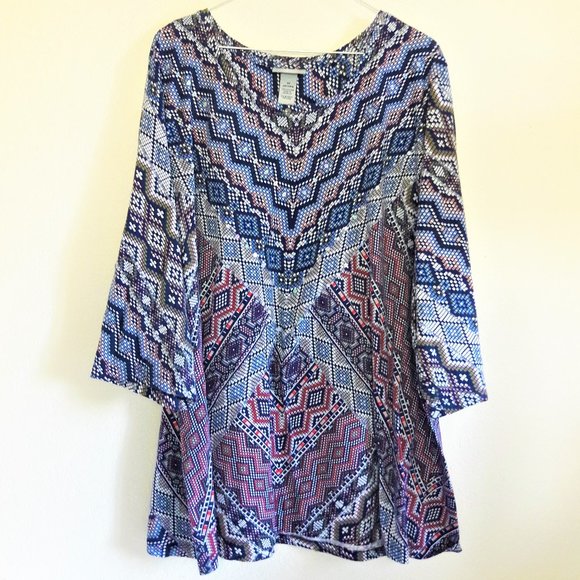 Catherines Tops - Catherine's 3X Boho Blouse Sequins Flowy sleeves